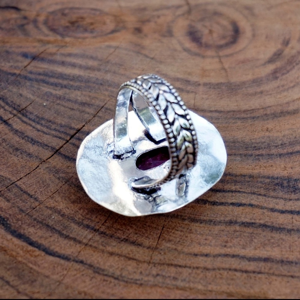 Ruby silver overlay ring - Picture 4 of 4